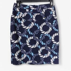Leifsdottir Skirt Blue White Graphic Print Size 0 Nautical Resortwear